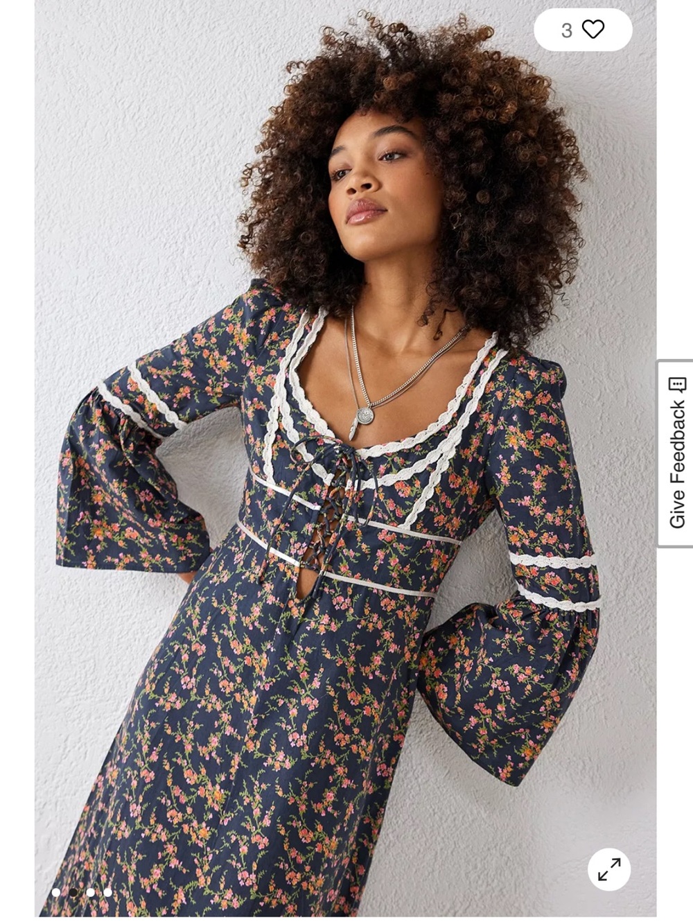 Urban‎ Outfitters Navy Floral Esme Prairie Maxi Dress Cottagecore Boho Cotton XL
